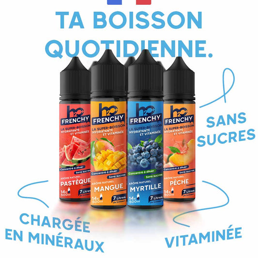 Frenchy est une boisson quotidienne sans sucres avec un super goût. Une meilleure alternative aux boissons hyper-sucrées, avec des arômes naturels et des micro-nutriments ! Elle est fabriquée en France